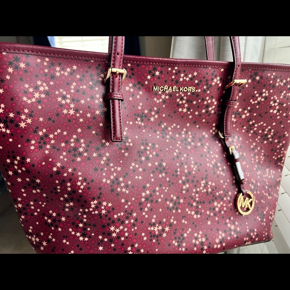 Burgundy stars large Michael Kors tote/purse